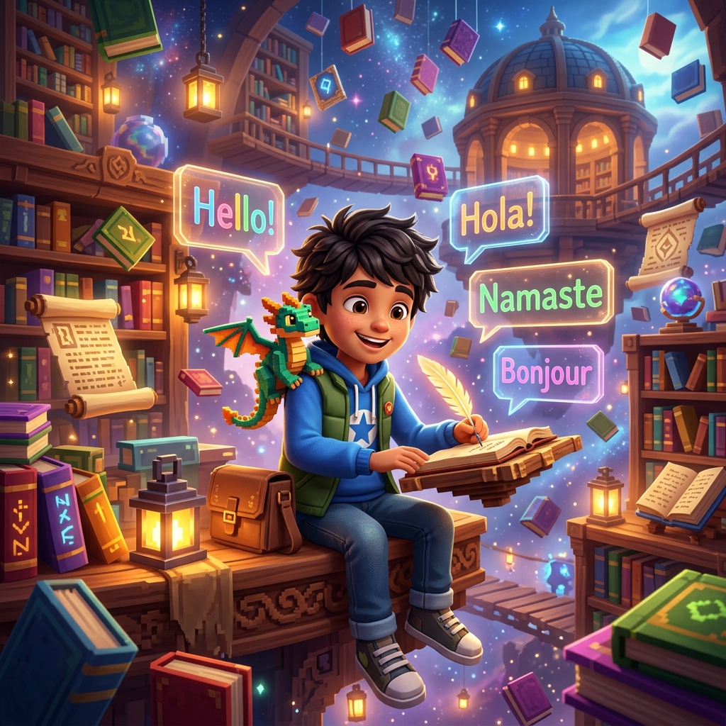 Suvyanth in magical floating fantasy library